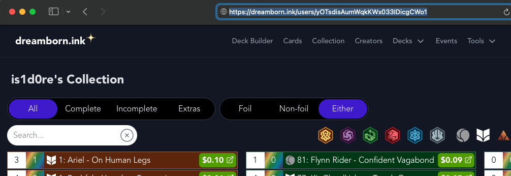 Dreamborn collection URL